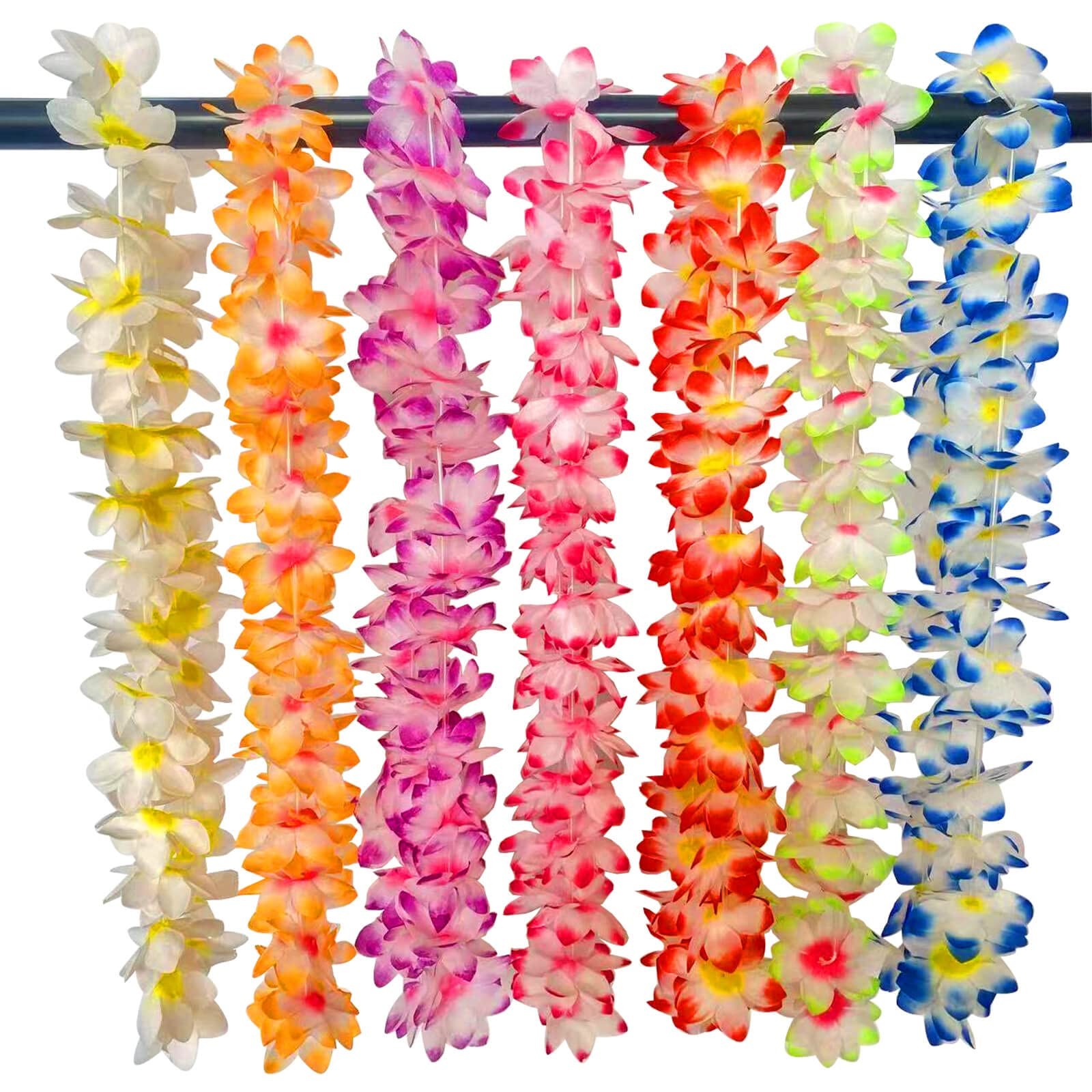 100 Pcs Hawaiian Leis Colorful Flower Necklace for Luau Party Favors Beach