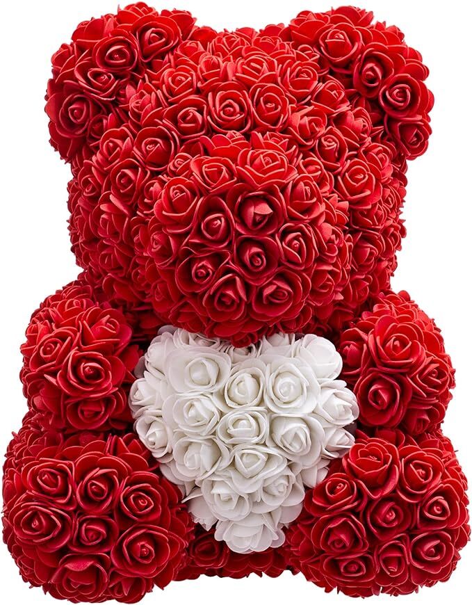 Nadir Rose Bear with Heart – Gift Box Included, Perfect for Special Occasions