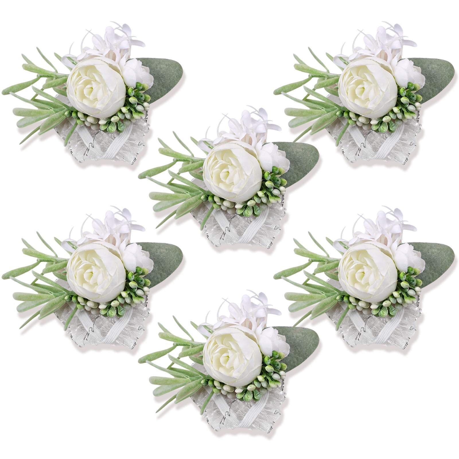 Rose Wrist Corsage Wristlet Band for Girls Women Bride Bridesmaid, Set of 6, …