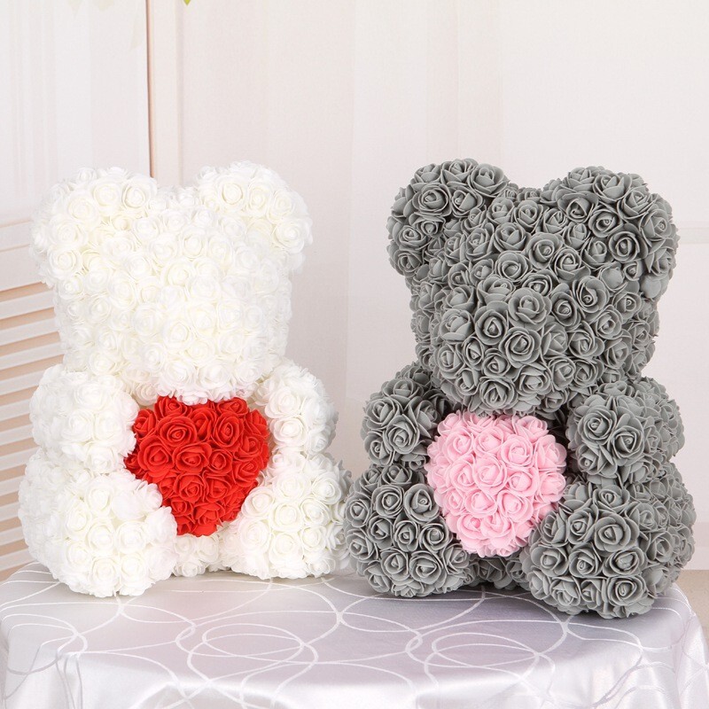 100 Pieces Teddy Bear of Roses 3cm Foam Wedding Decorative Christmas Decor Gifts