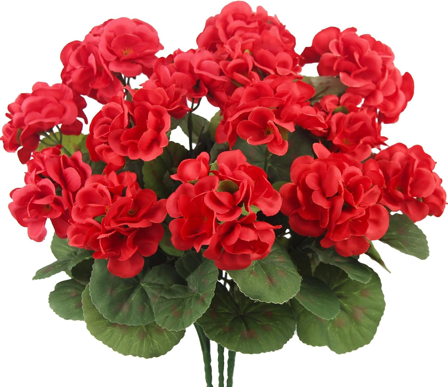 3 Pcs Artificial Geraniums Flowers Silk Geraniums for Outdoors UV Resistant Red