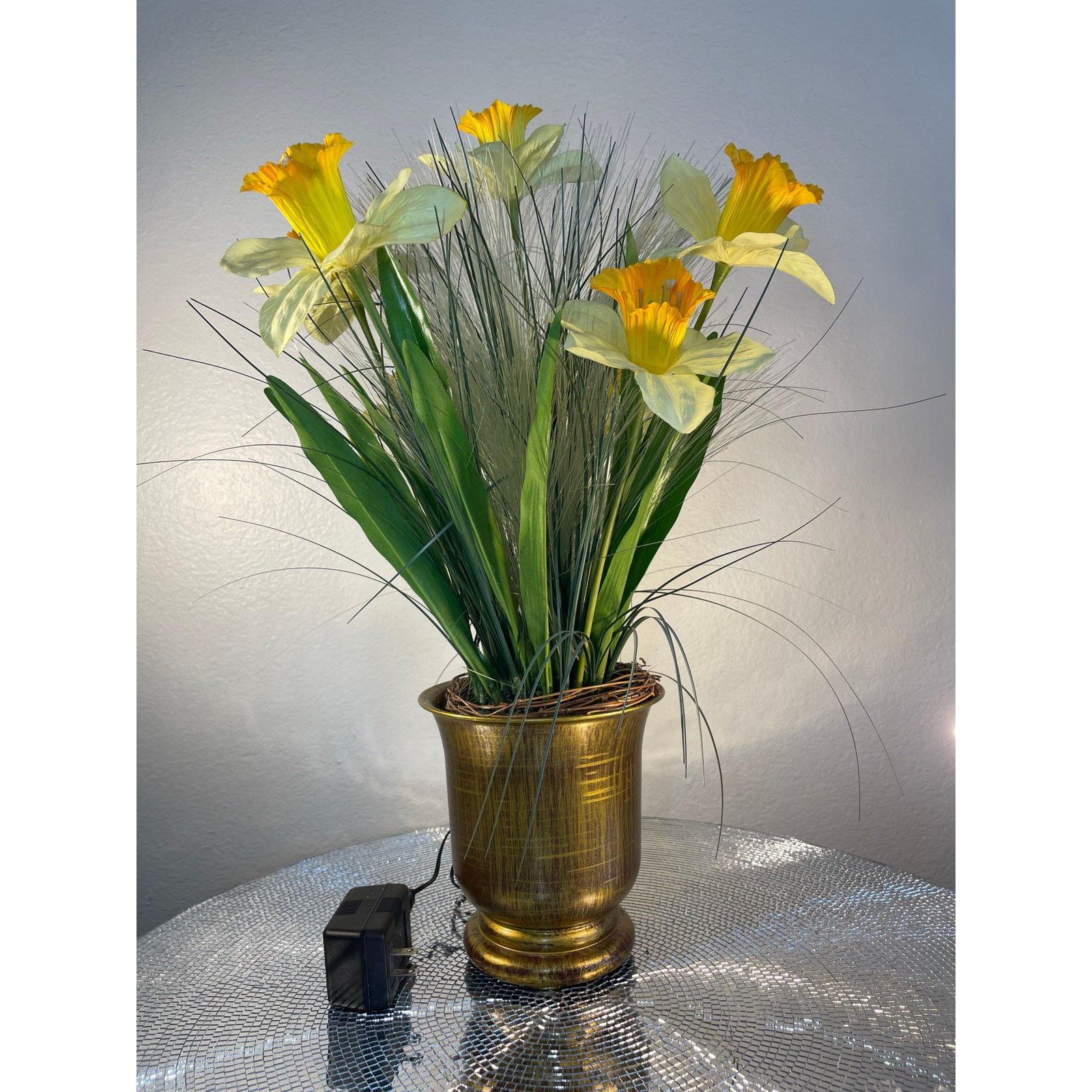 vintage optical fiber floral bouquet Yellow Daffodils
