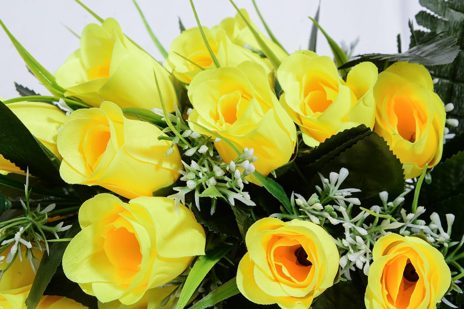 Artificial Cemetery Flowers for Grave, Artificial Rose Memorial Flowers with Vas
