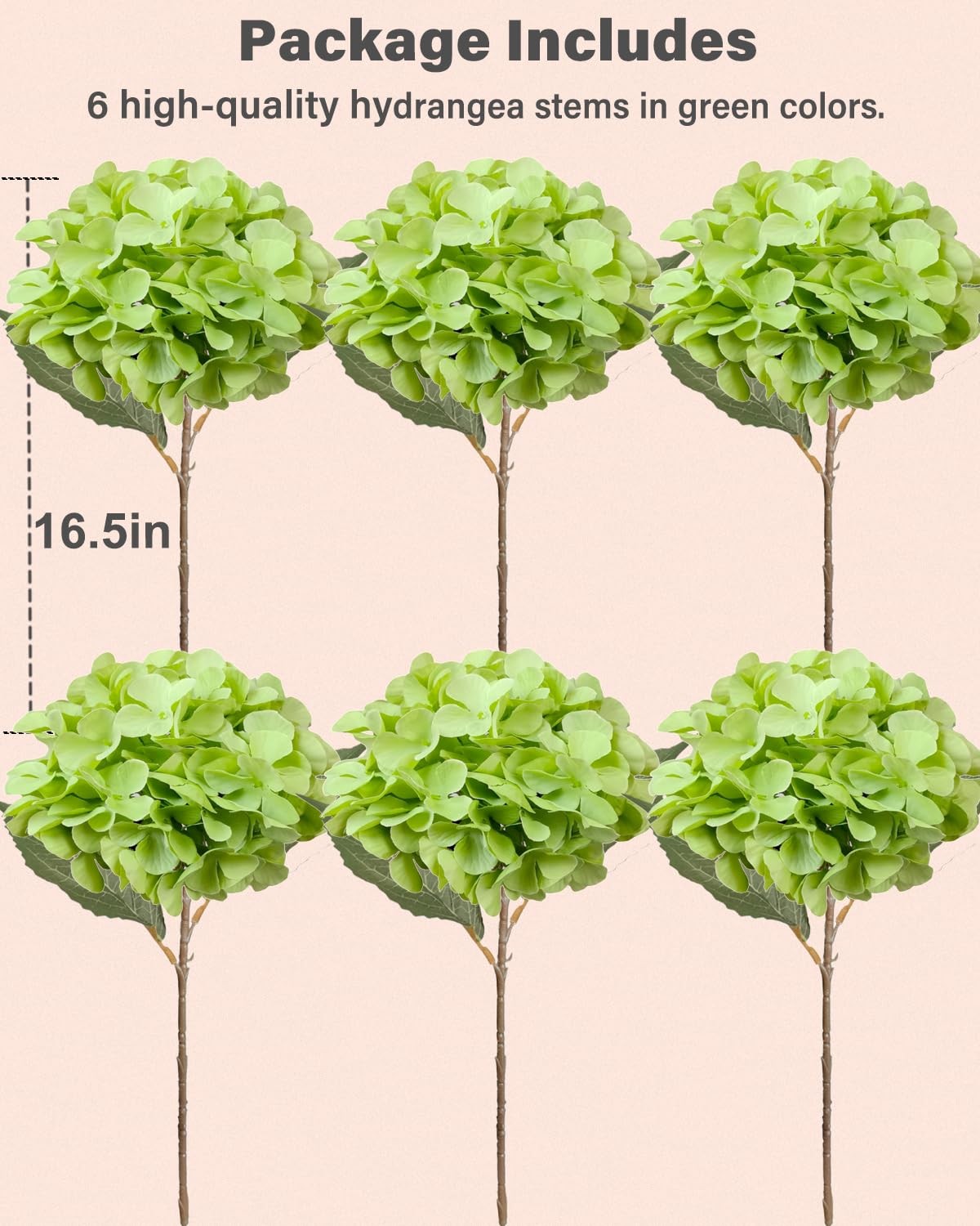 6PCS Premium Green Hydrangea Artificial Flowers Bouquets, Silk Hydrangea Flow…