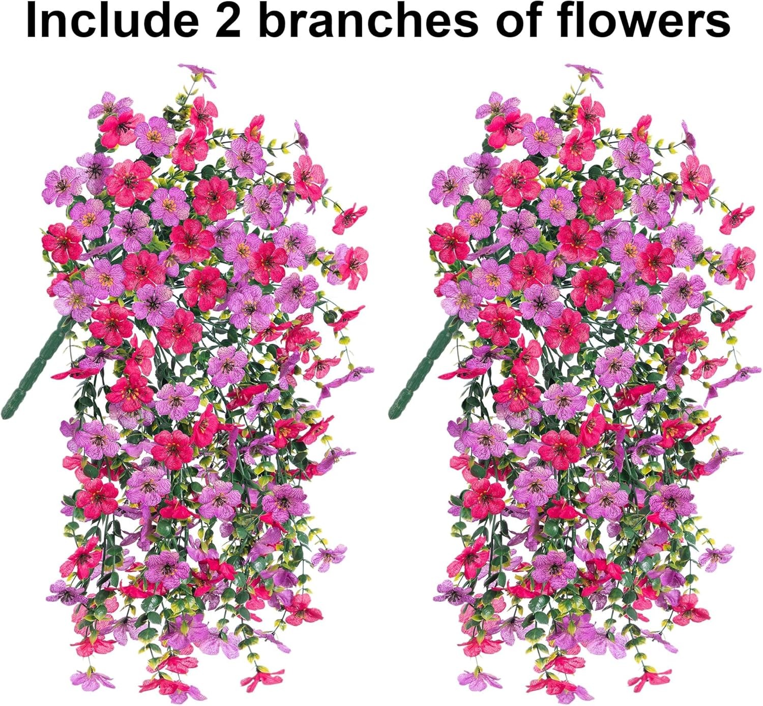 Outdoor Realistic Artificial Flower Decorations, Set of 2 in Purple and Pink