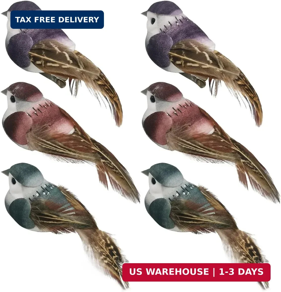 LWINGFLYER 6pcs 3.9-Inch Fake Birds Sparrow Foam Feather Artificial Birds Realis
