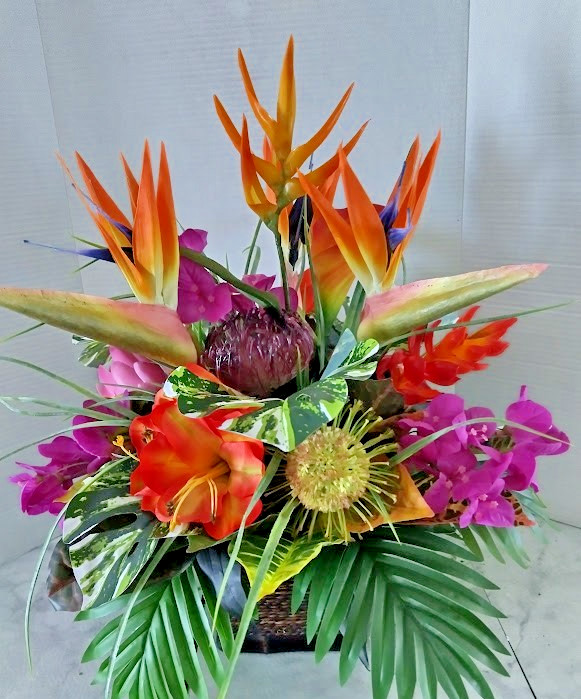 Artificial tropical floral arrangement (ROUND)