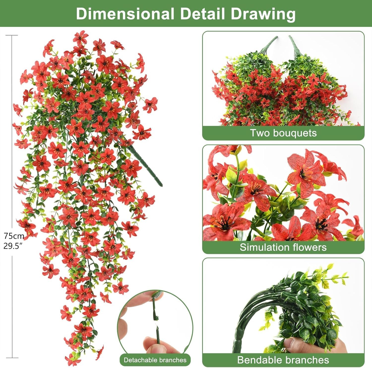 Compatible for Outdoor Use Fake Daisy Flowers Eucalyptus Leaves Decor 2 Pack