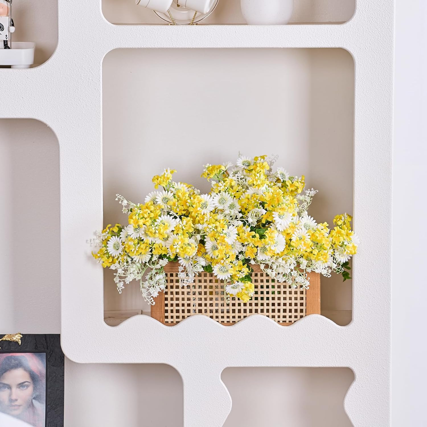 Artificial Daisies Lilac Wildflowers Yellow and White Artificial Flowers,12pcs S