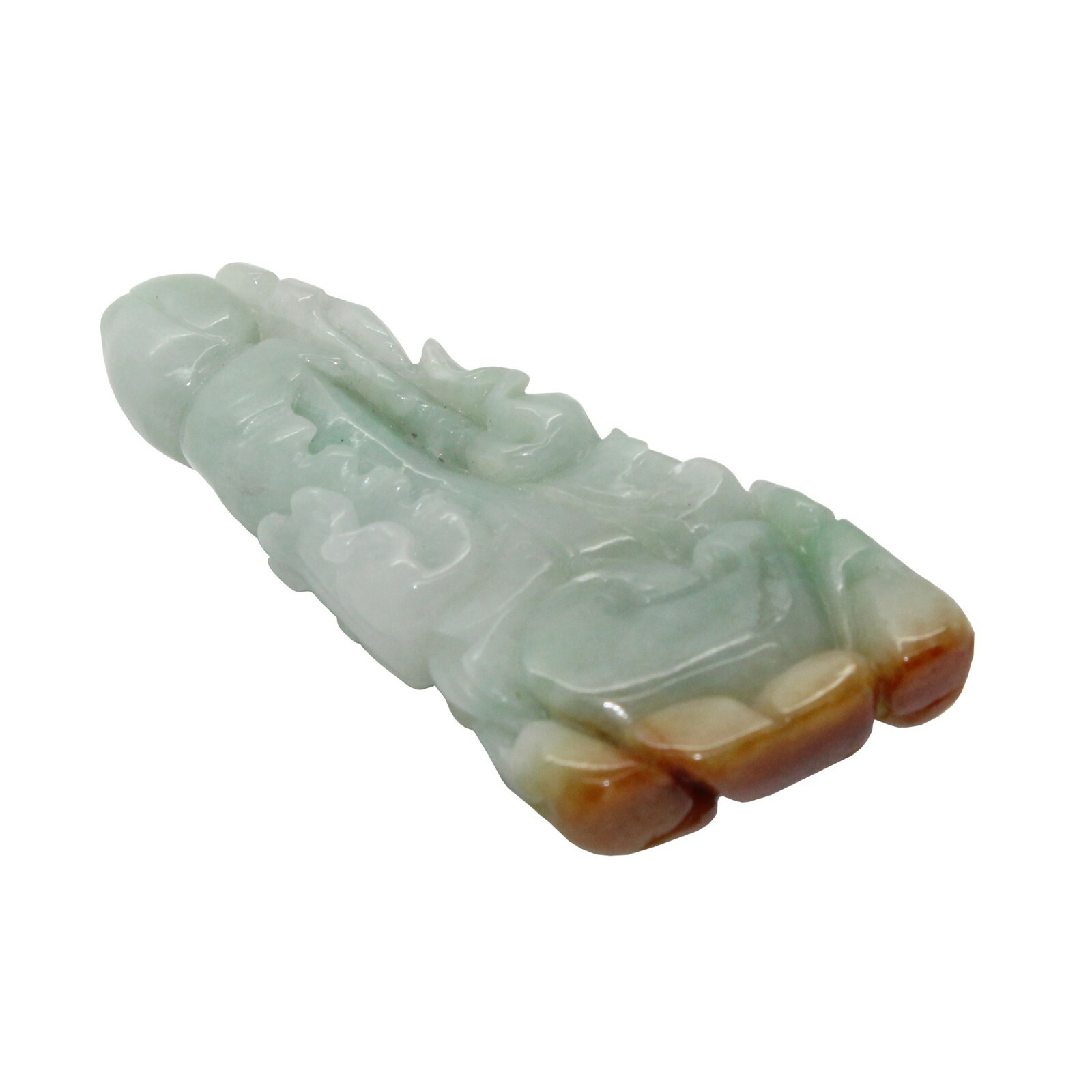 Carved Natural Green Yellow Jade Pendant With Lotus Flower Pond k333N