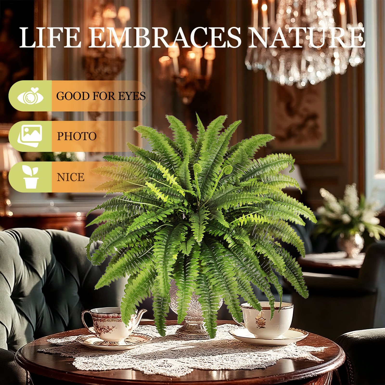 Fake Ferns – 2 Packs Artificial Ferns for Outdoors & Indoors, 45in Large Bost…
