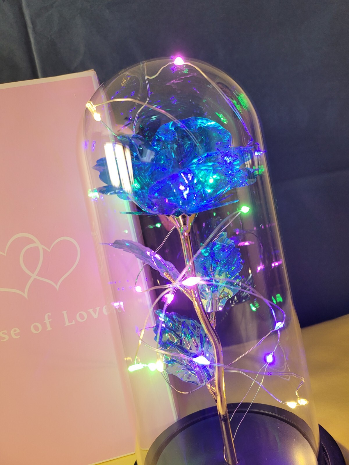 Galaxy Rose in Glass Dome LED Enchanted Flower with gift box ready for Christmas
