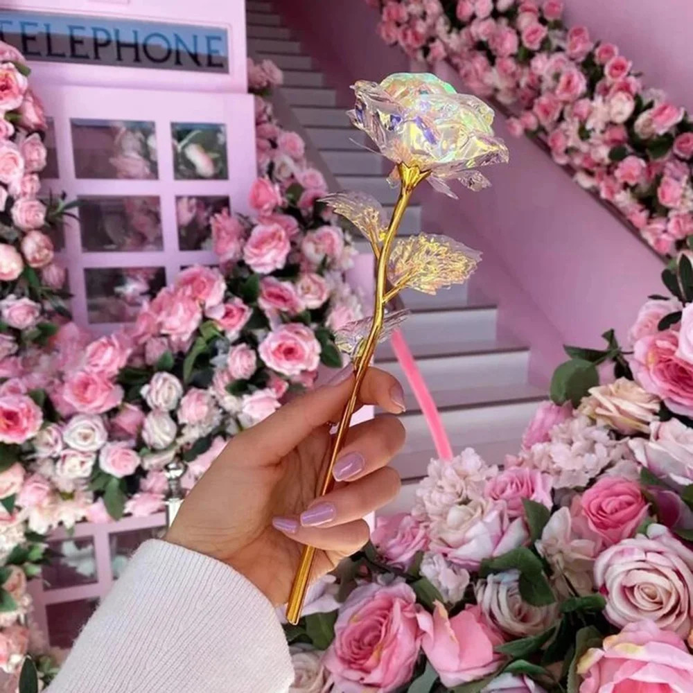 Led Valentine s Day Mother s Day Gift 24K Foil Plated Roses Artifical Flowers