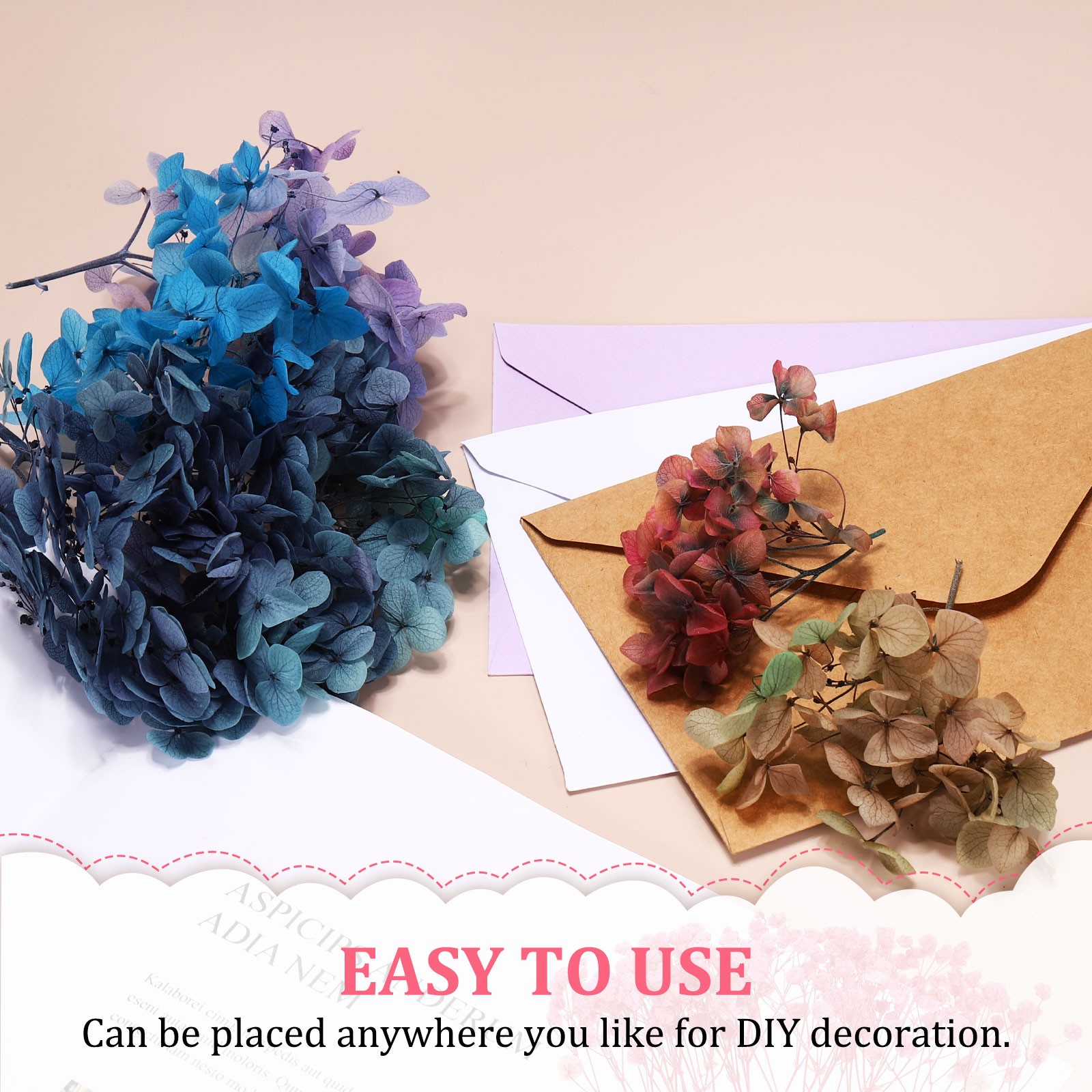10g Mini Dried Hydrangea Flower Natural Pressed Flower Gradient Dark
