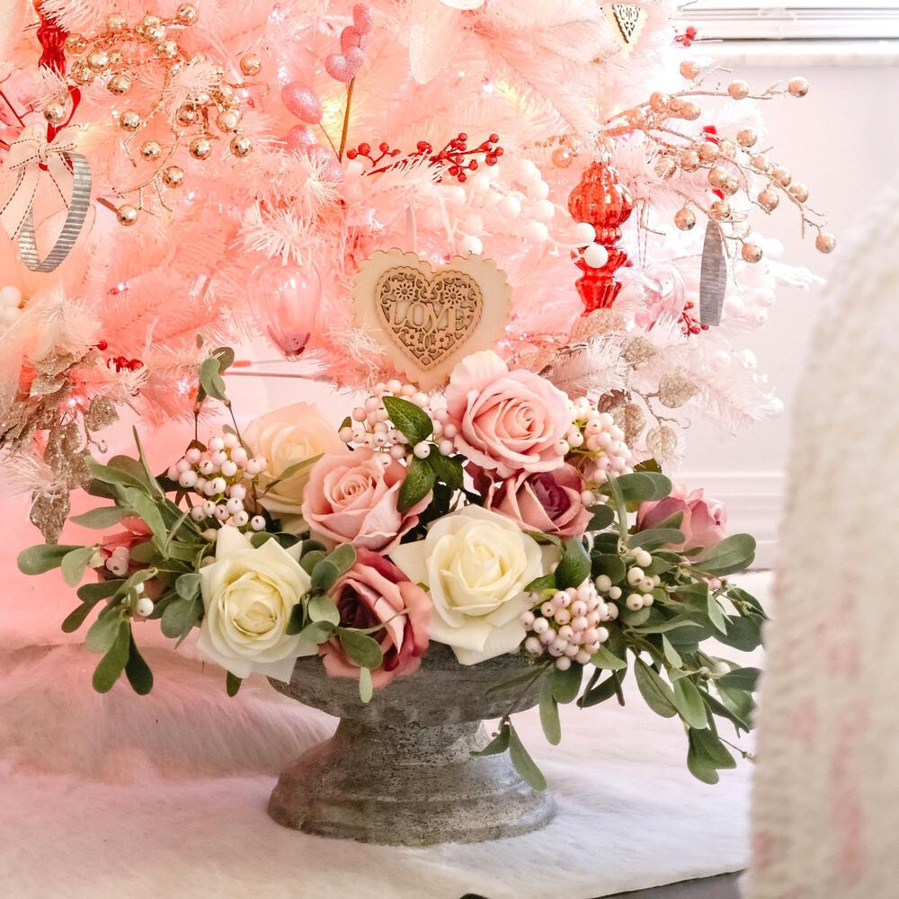 Package of 2 Artificial Cream and Pink 11″ Berry Bundles