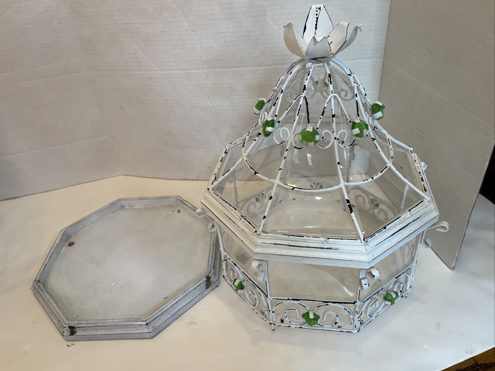 Leisure Terrace 12” Octagonal 8 Sided Wood Metal Plastic Terrarium