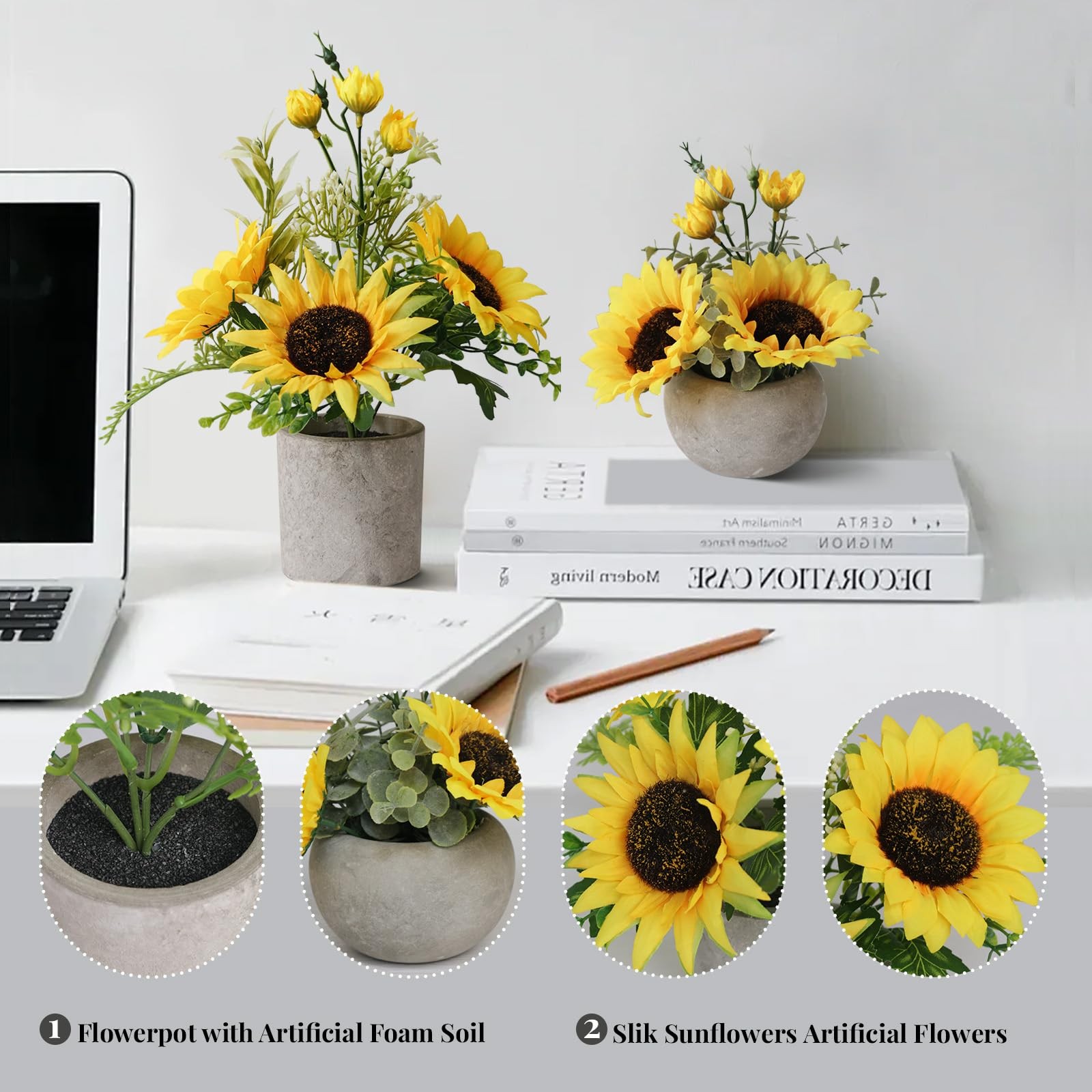 Leftover Sunflower Artificial Flowers Pot,Sunflower Decor,Flower Centerpieces…
