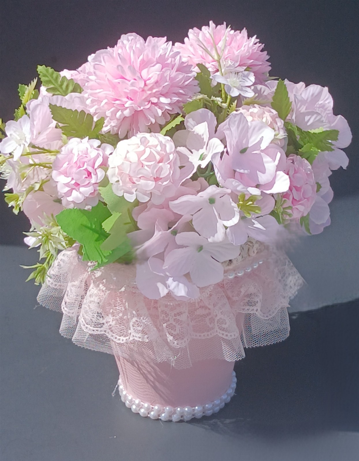 Floral Flowers Artificial Flower Arrangement Pink Cottagecore Shabby Chic
