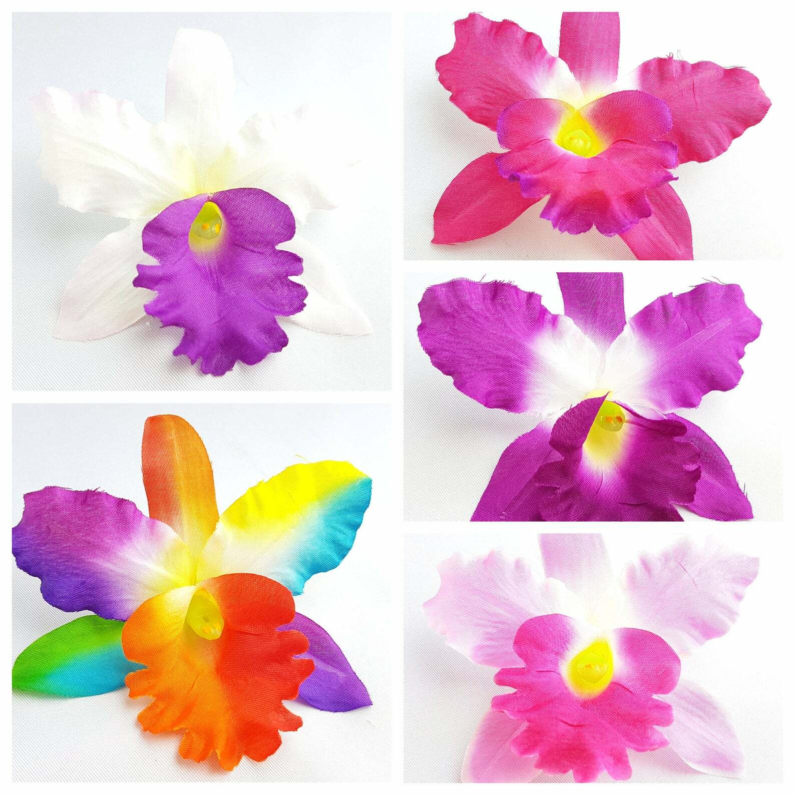 10pcs assorted orchid flower artificial flower head mix colors assorted size