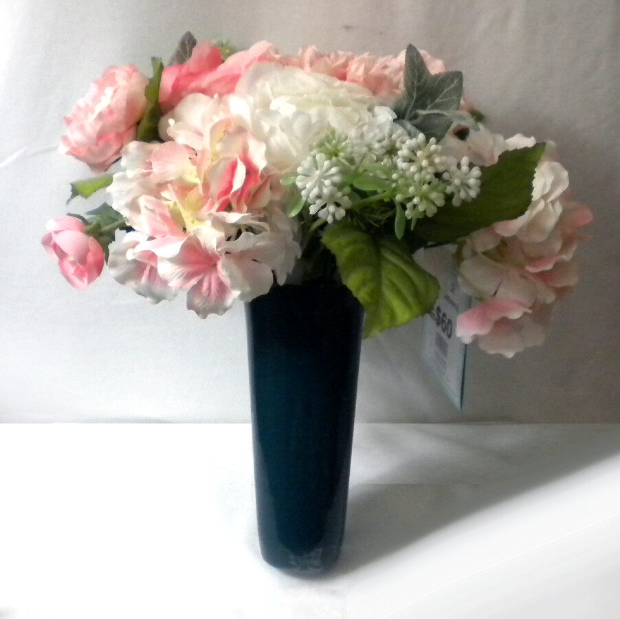4 New Floral Bouquet Sets Pink White Purple Red Polyester Flowers & Leaves