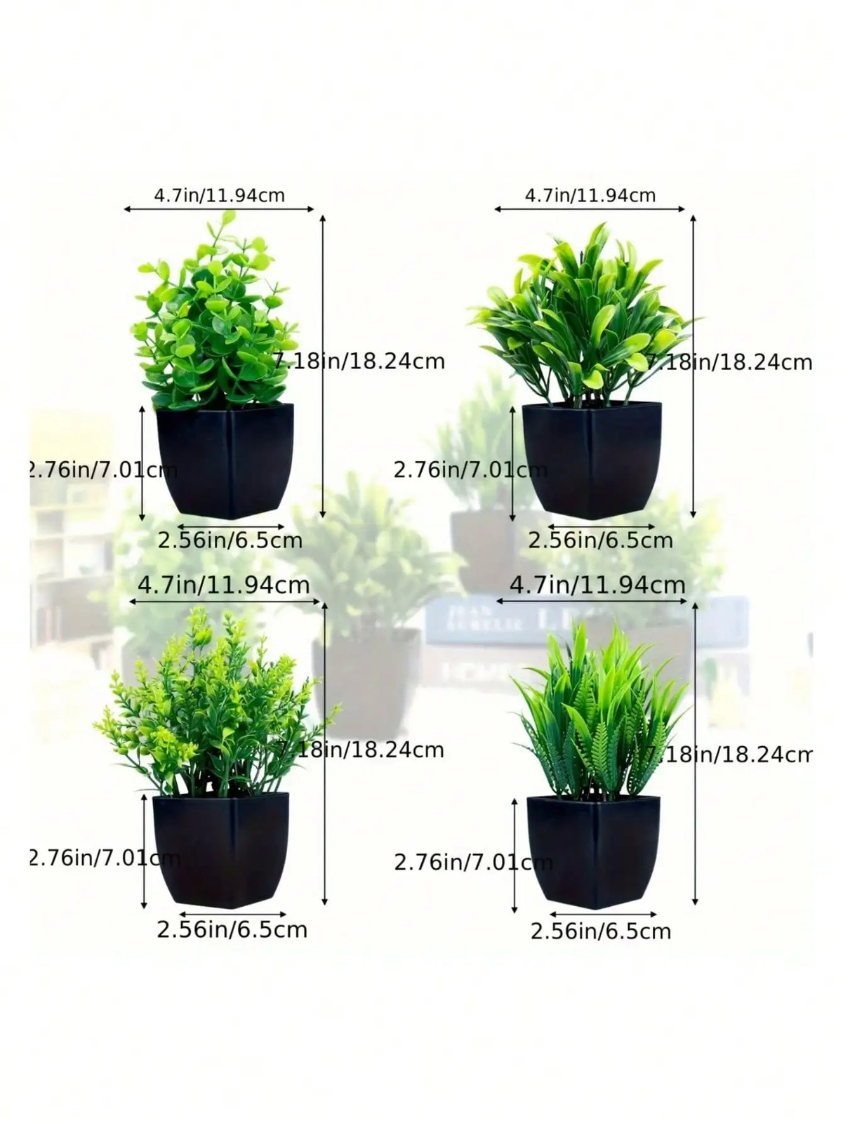 1pc Fake Plant Black Pot, Mini Artificial Eucalyptus Potted Plant for Indoor Hom