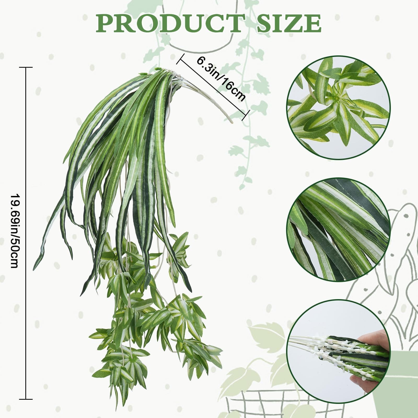 4PCS Spider Plant Artificial Hanging Spider Plants 26Inch Chlorophytum
