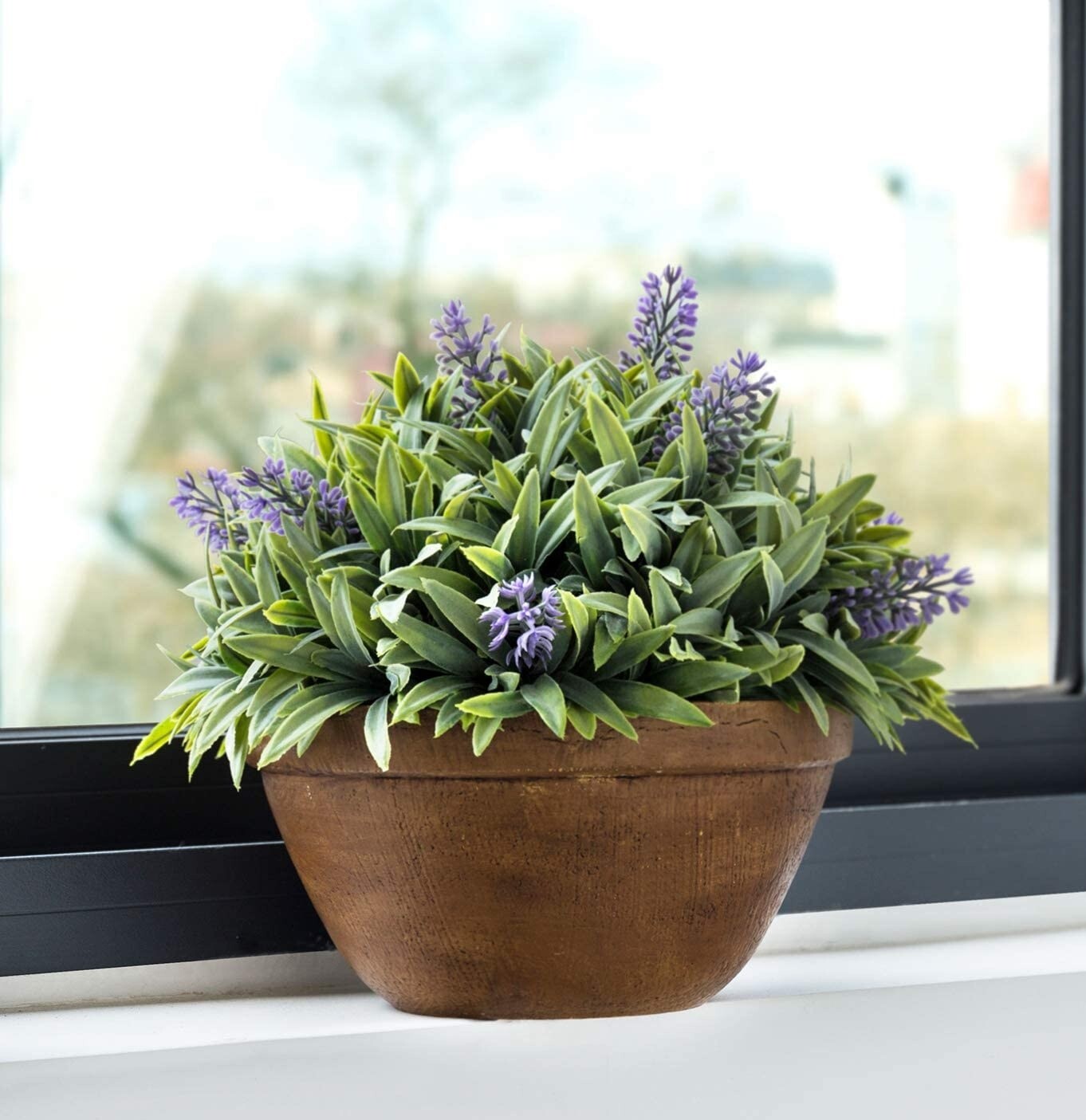 NIB New MYGIFT Faux Purple Lavender Potted Plants in Round Terracotta Plant Pot