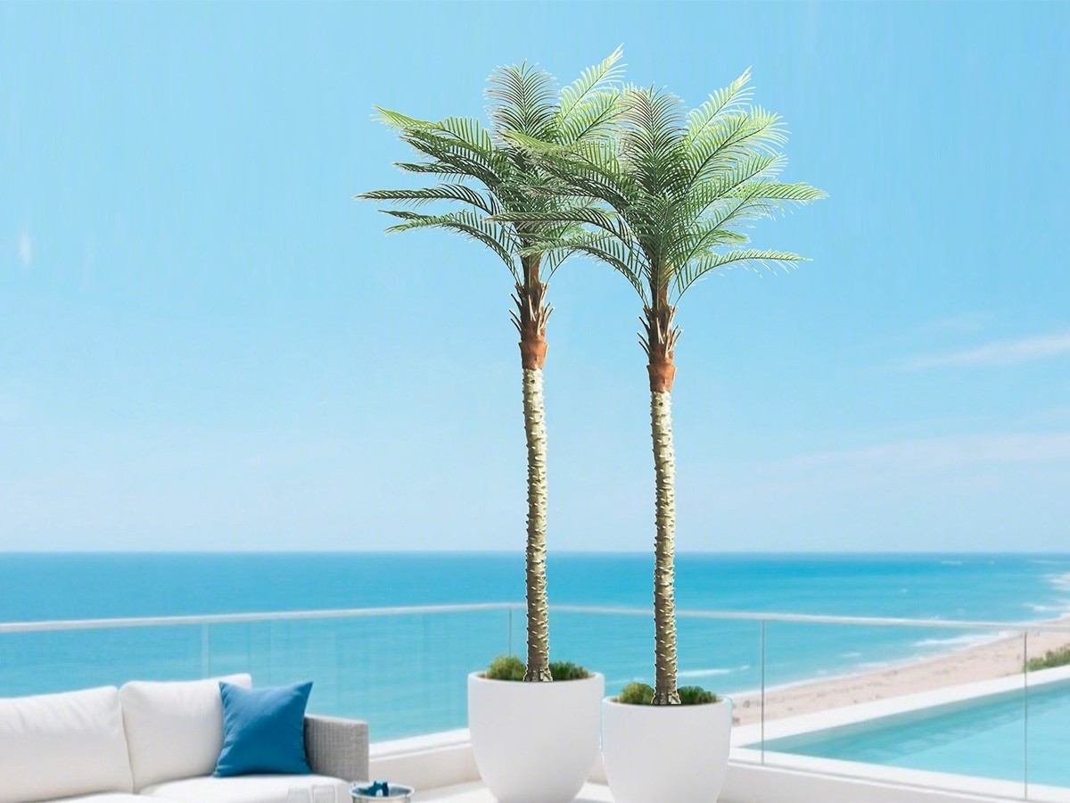 2 Pack 9ft Artificial Coconut Palm Tree, Fake Tropical Palm Plant Indoor Outdoor