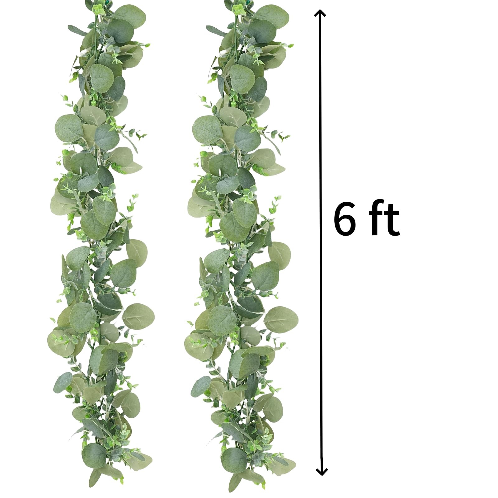2 Pcs 6 ft Artificial Eucalyptus Garland Greenery Faux Eucalyptus Garland Pla…