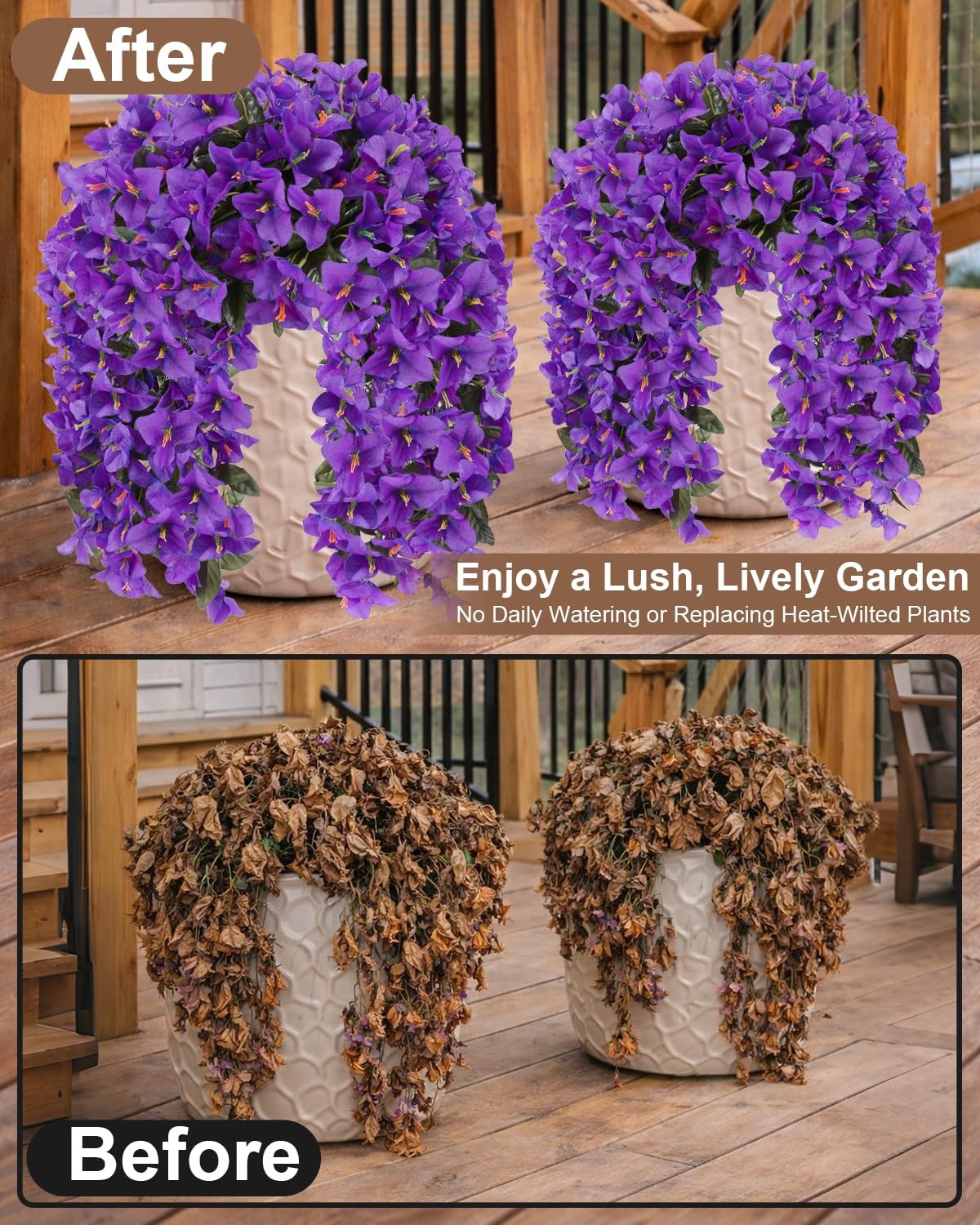 Artificial Flowers for Outdoors â€“ 2 Bundles of UV-Resistant Artificial Bou