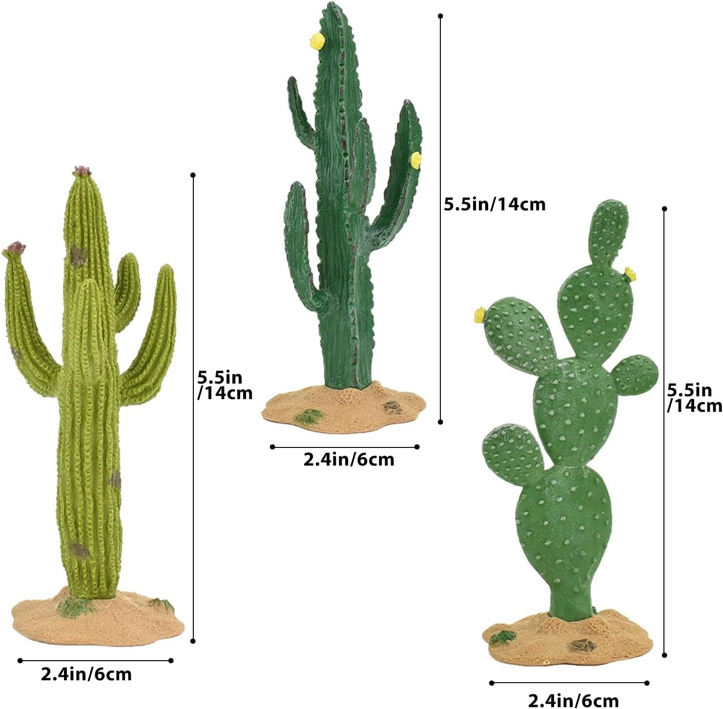 3pcs Green Simulated Cactus Artificial Sand Decoration – Decorative Fake Cact…