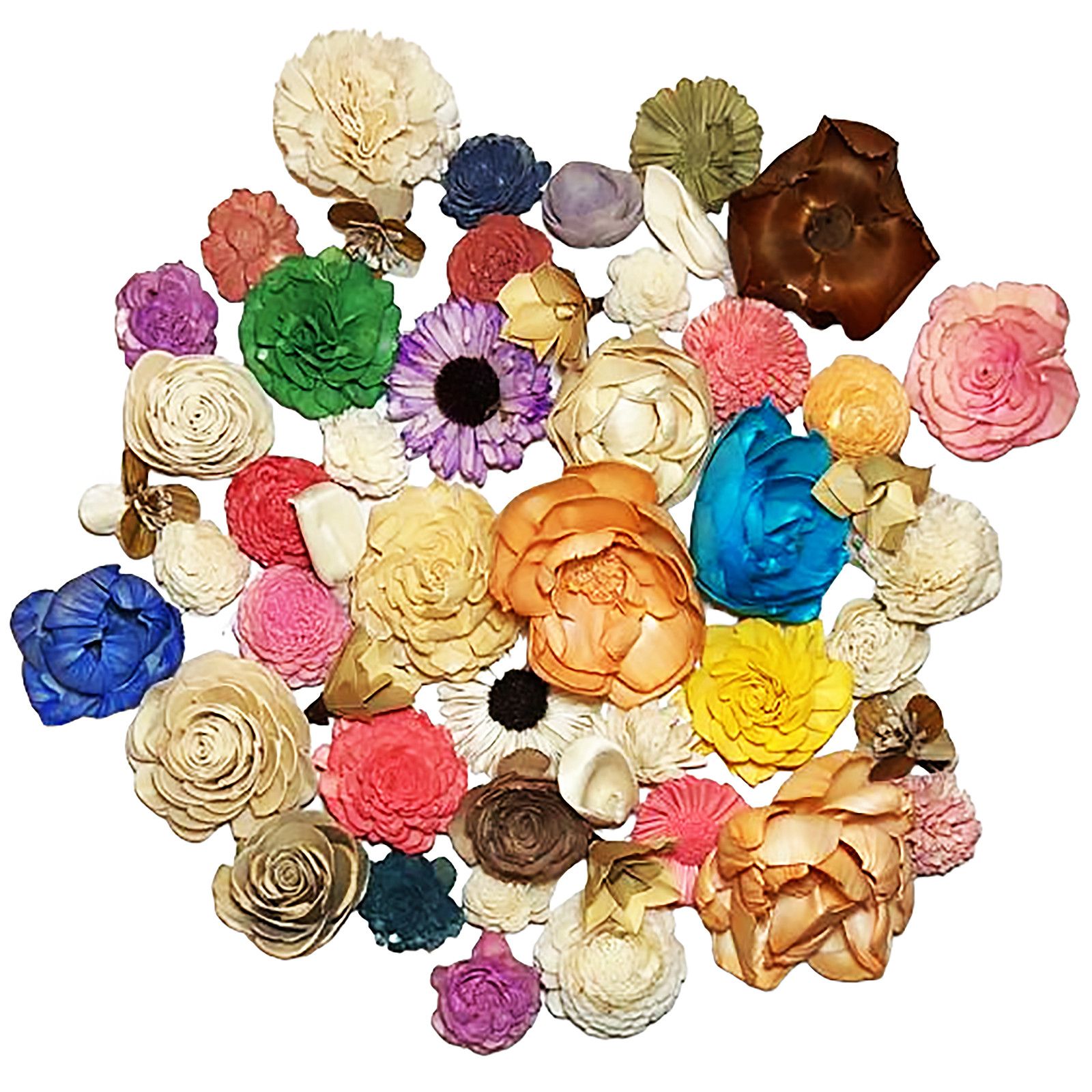 Wood Flowers Bouquet Multi Color Types Handmade with Stems DIY Easy Assemble(11)