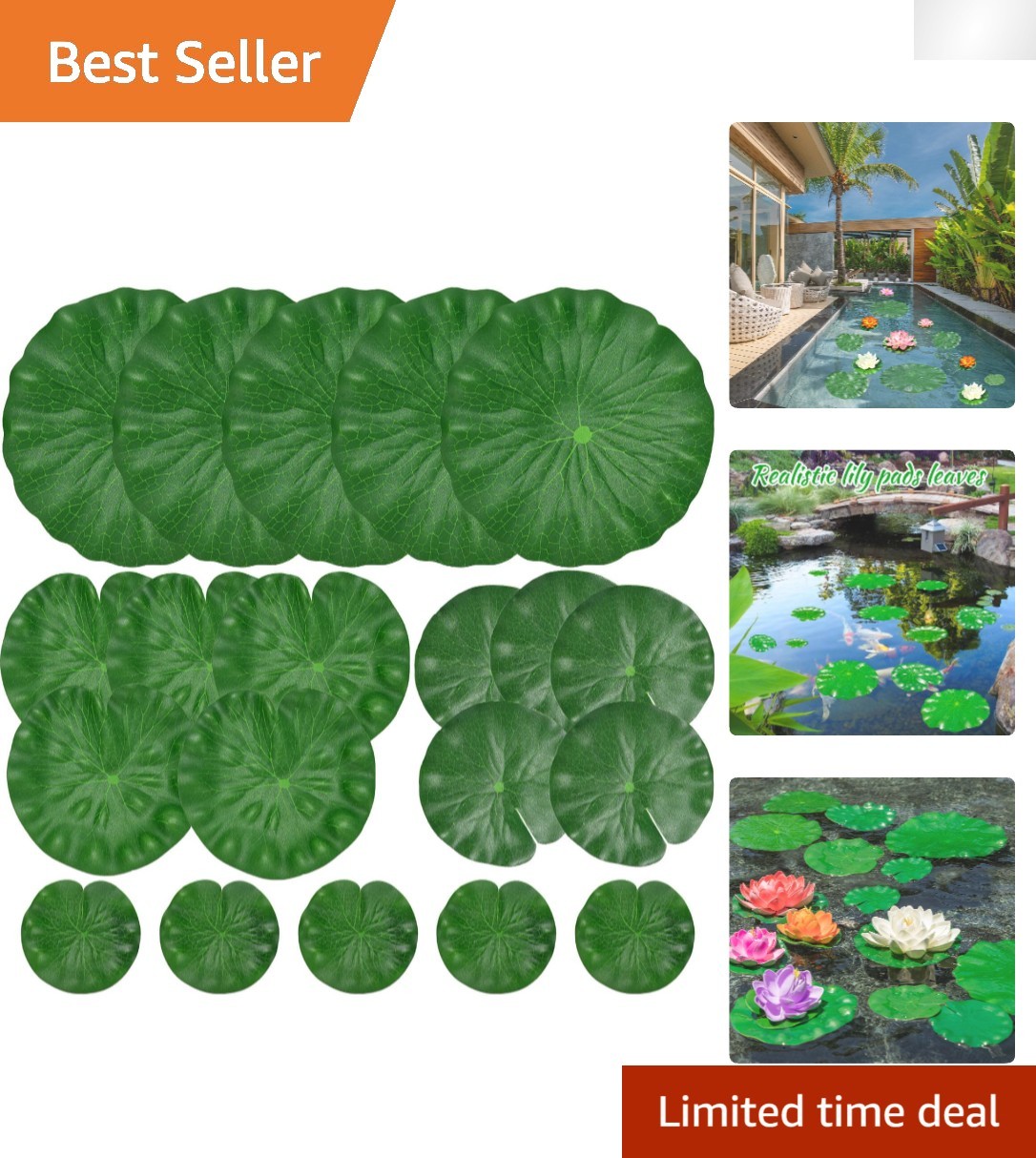 Stunning 20 Piece Faux Lily Pad Set – Multiple Sizes for All Water Features