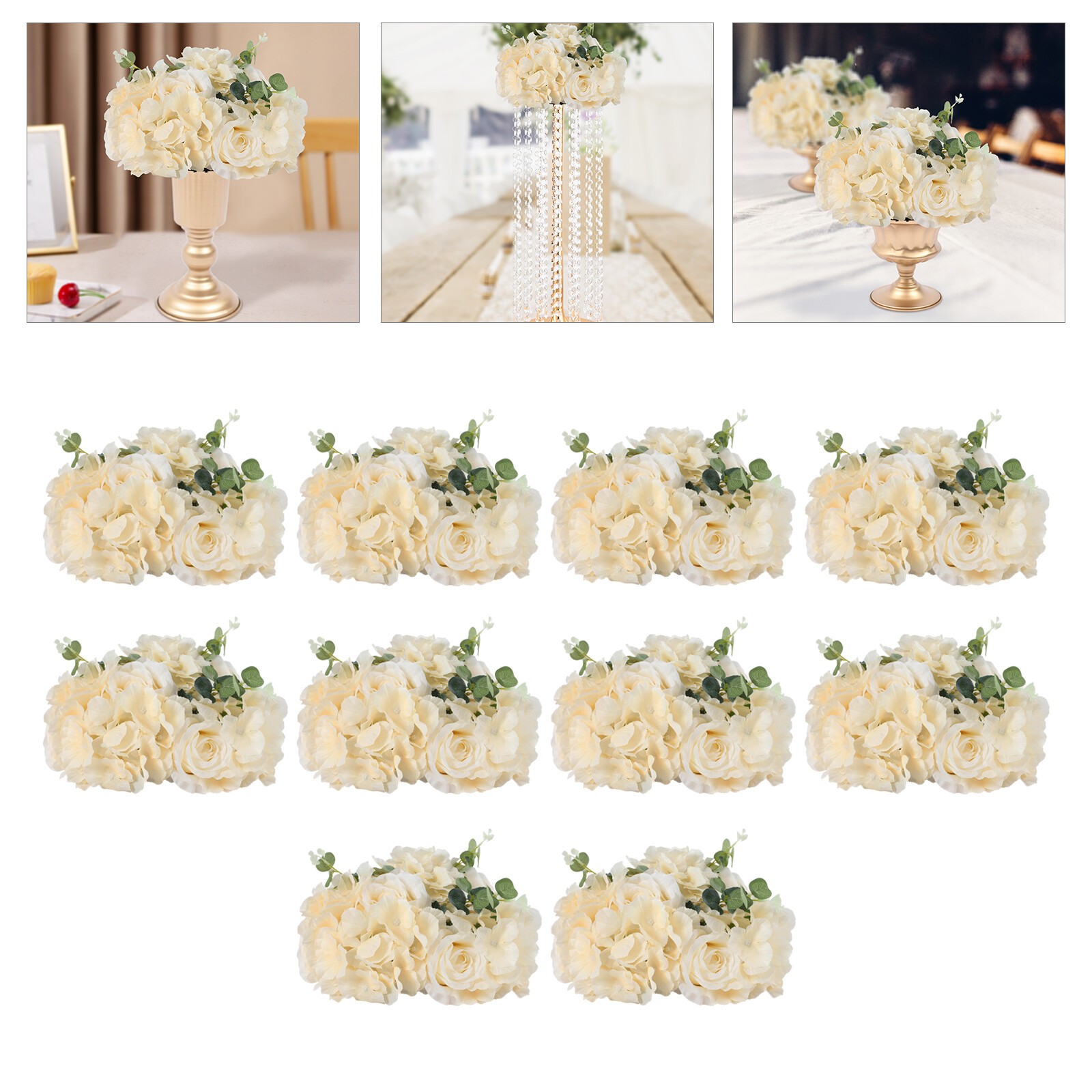 Flower Ball Centerpieces for Table 10 Pcs Fake Plastic Rose Centerpiece Flowers