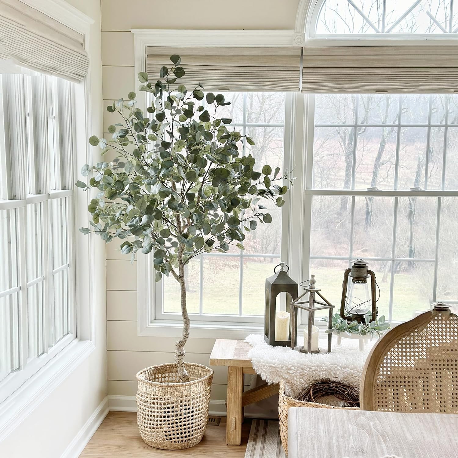 6Ft Artificial Eucalyptus Tree In Plastic Nursery Pot Tall Faux Eucalyptus Stems
