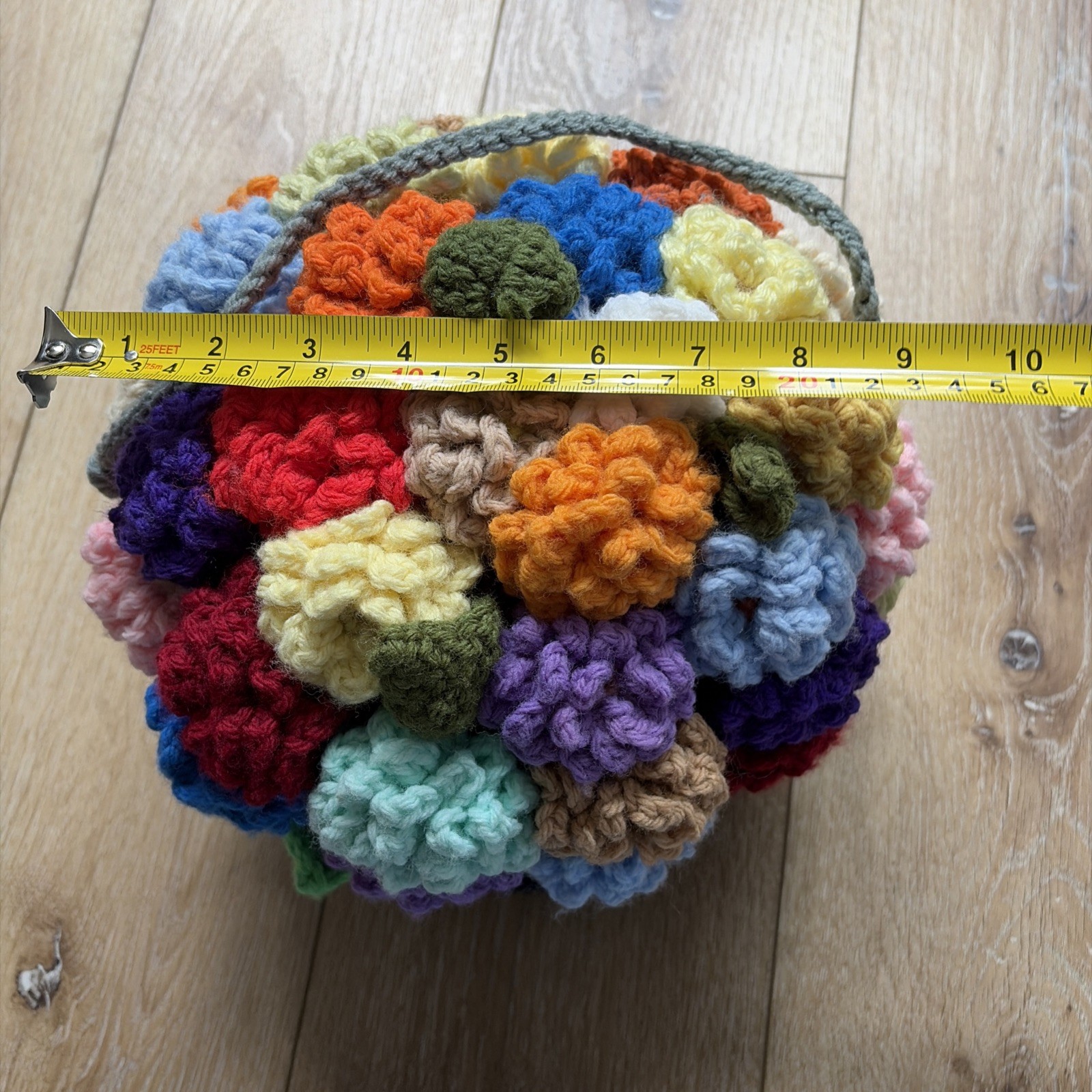 Crochet Hanging Flower Basket Handmade Home Decoration Gift Pink Purple Yellow