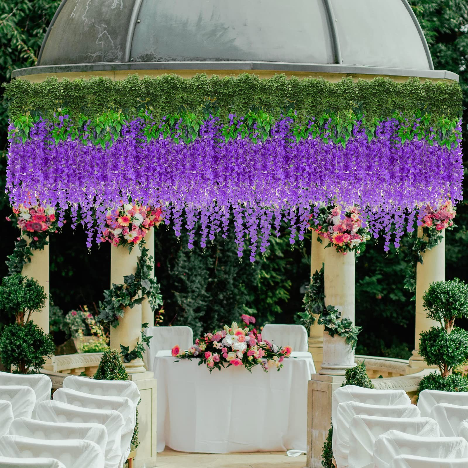 12 Pack Artificial Wisteria Flowers Garland Silk Fake Flowers Hanging Vine