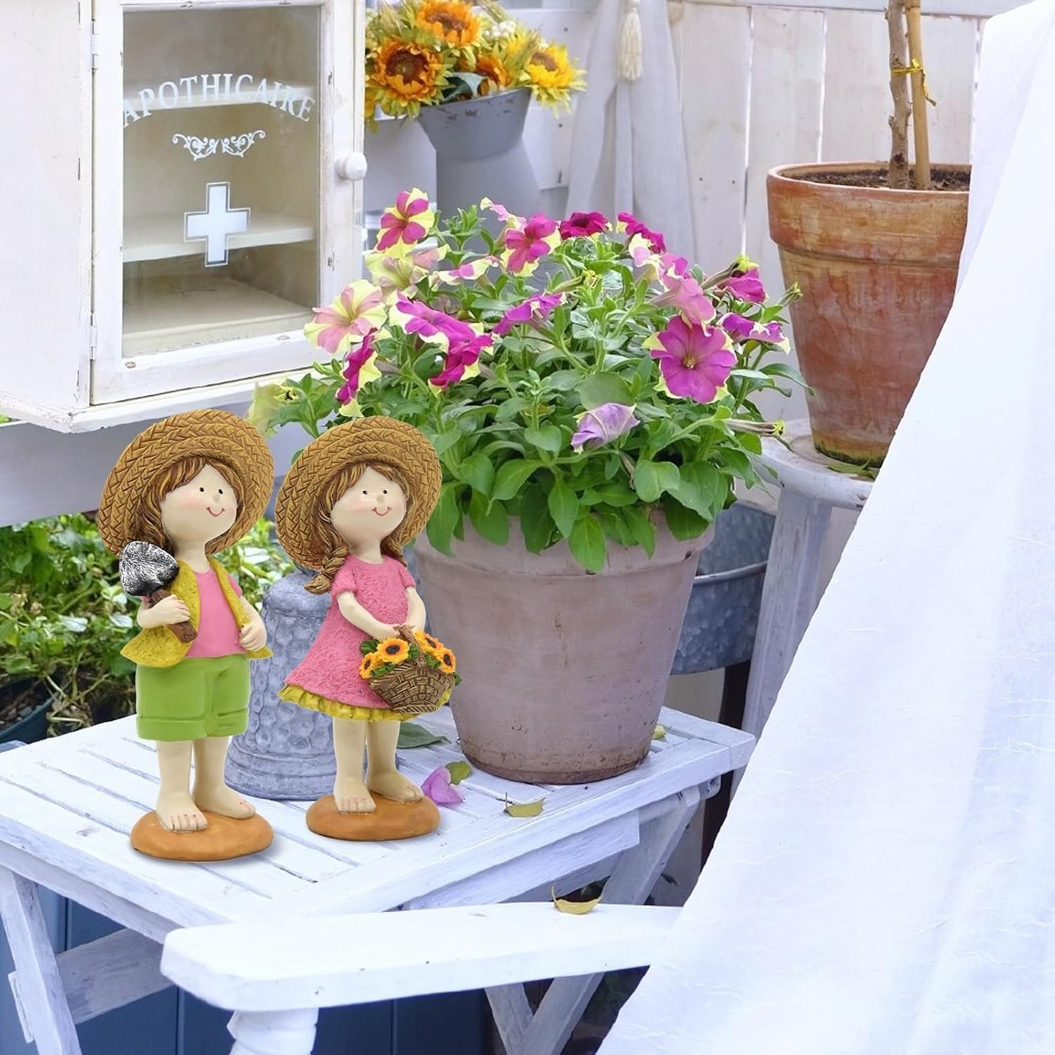 Charming Sunflower Figurines Set of 2 – Resin Garden Statues for Indoor & Out…