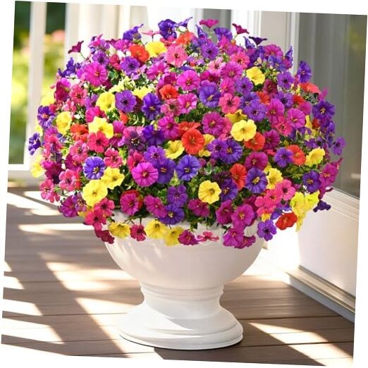 Artificial Flowers for 14 Bundles Purple+fuchsia+deep Purple+red+yellow