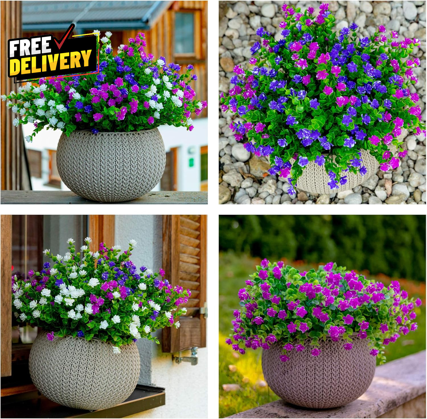 Artificial Flowers for Outdoors UV Resistant 12 PCS Bundles Faux Fake Outdoor..