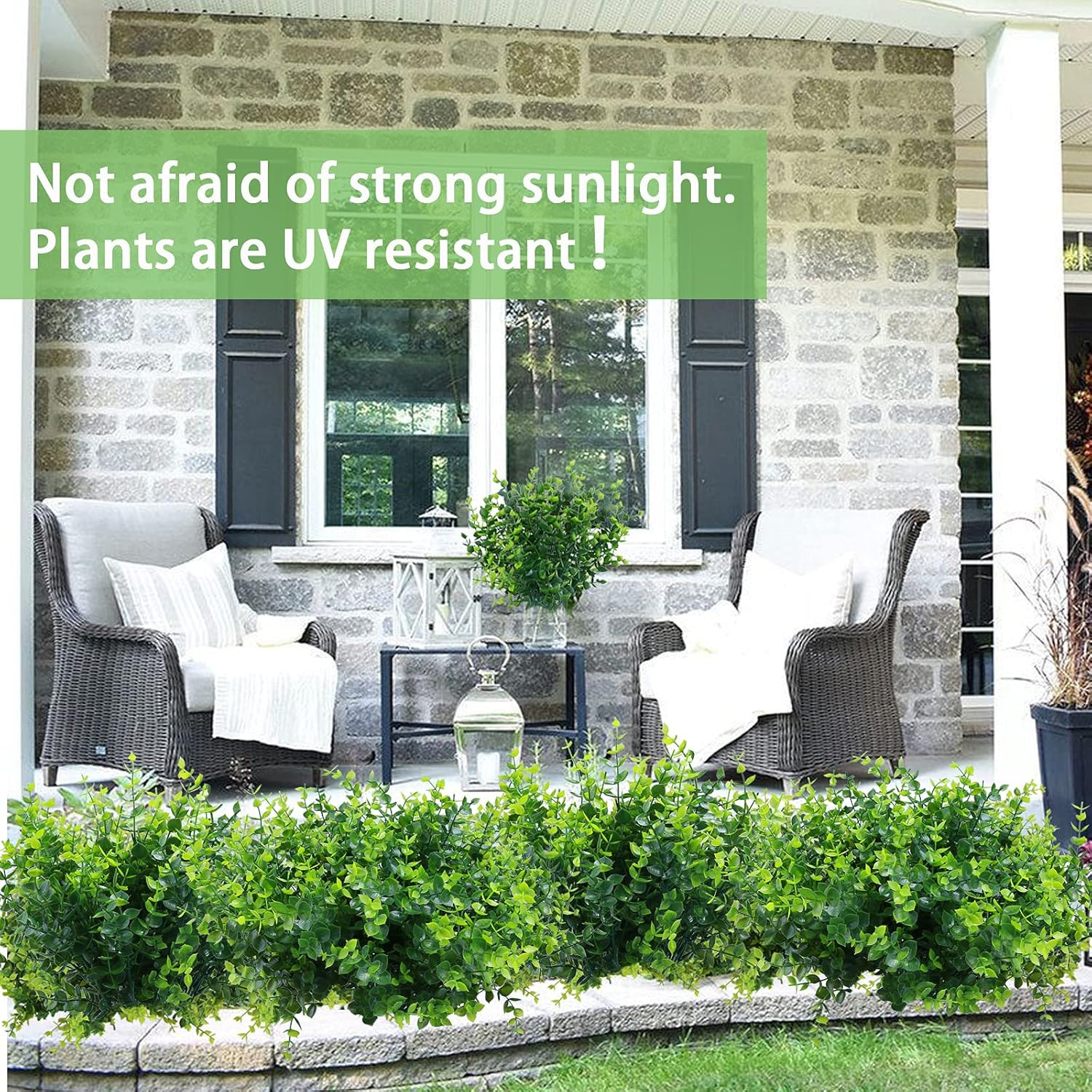 10 Pack Artificial Boxwood Stems for Outdoors Unfading in the Sun Plastic Fau…