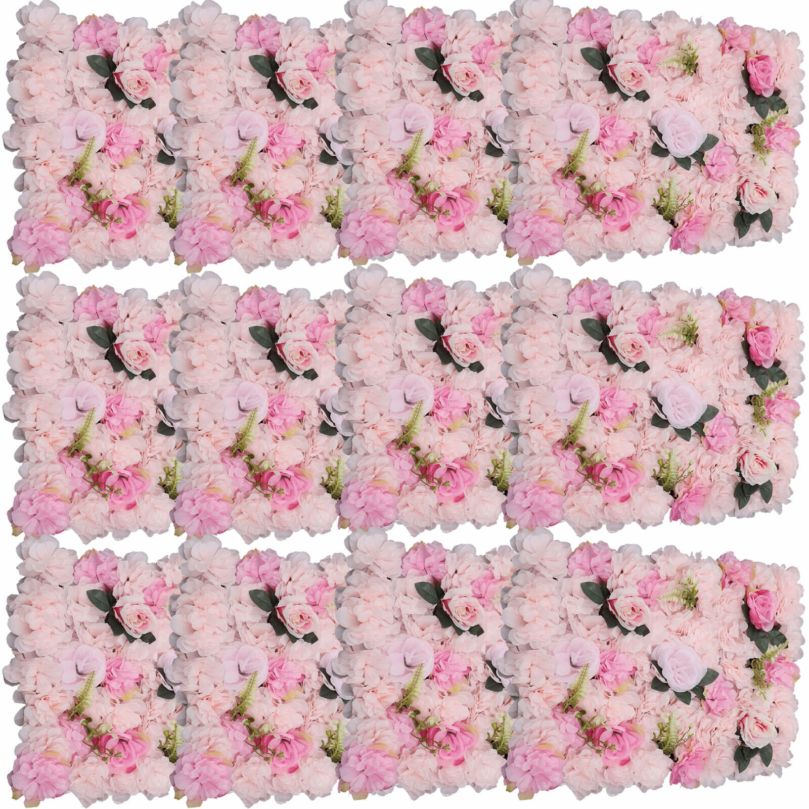 Artificial Flower Wall Panel Floral Backdrop Wedding Party Home Decor Pink 12x