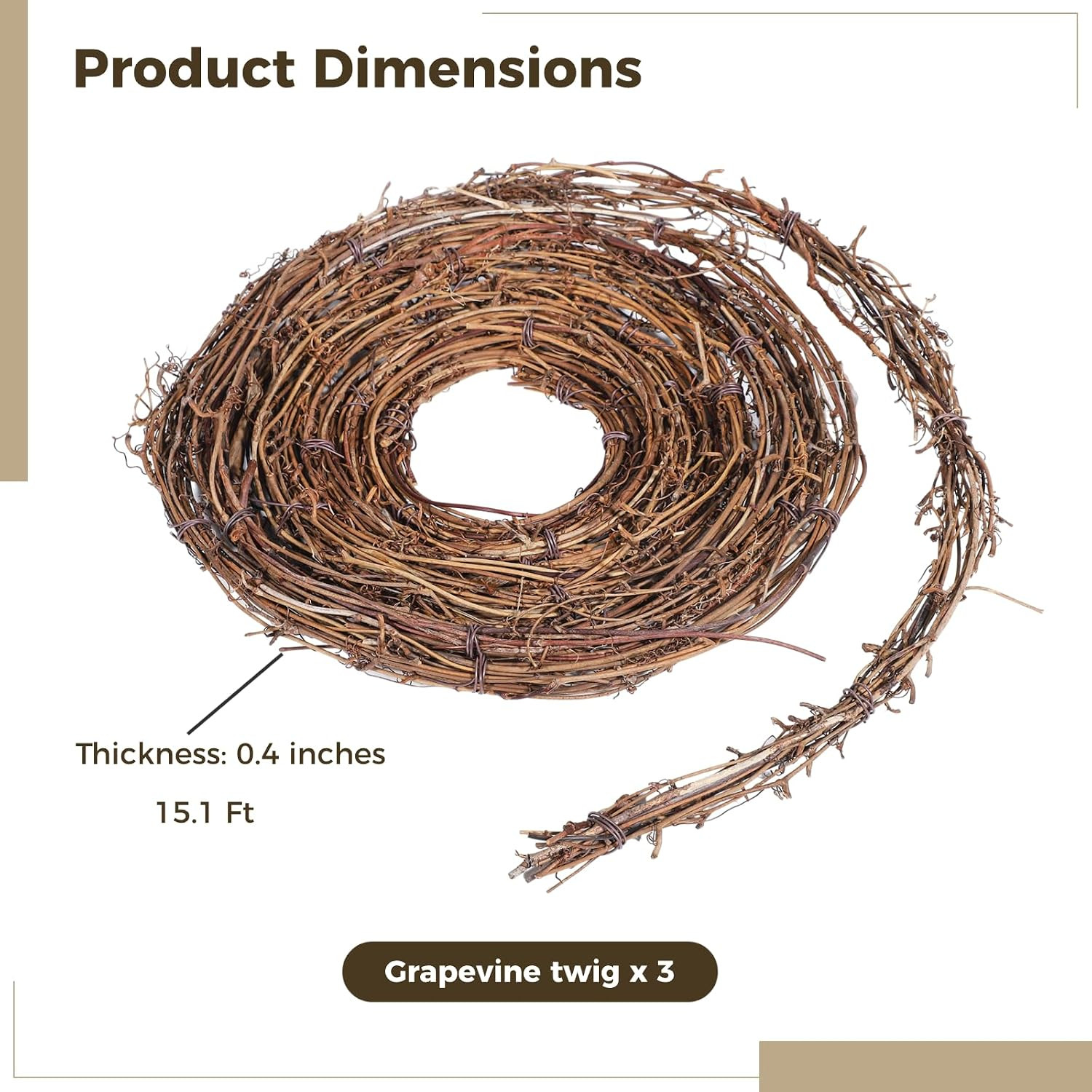 3 PCS Grapevine Garland – DIY Crafts Natural Grapevine Twig Vines, 15 Feet