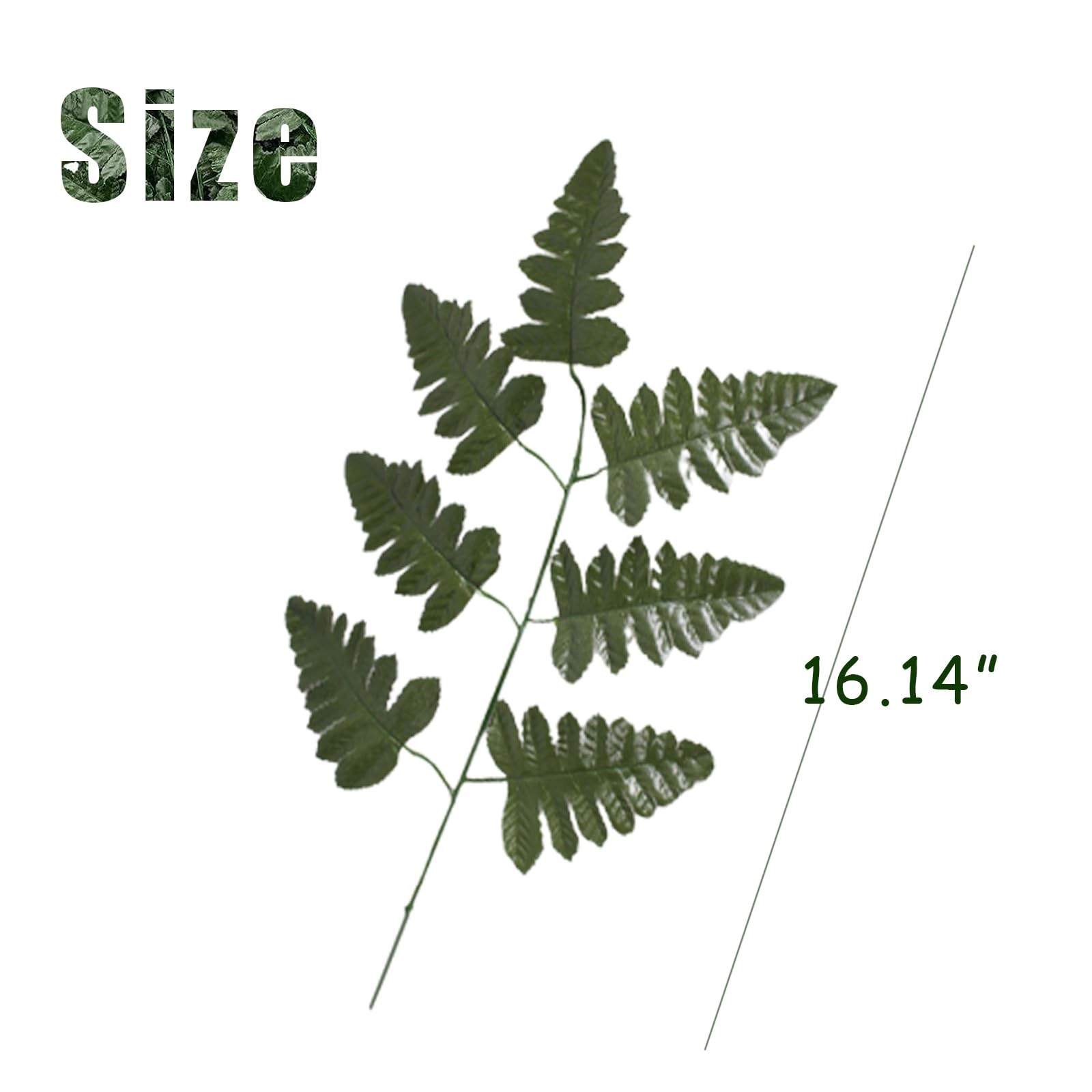 Artificial Silk Green Fern Leaves Realistic Picks For Cemetery & Home 24 PCS