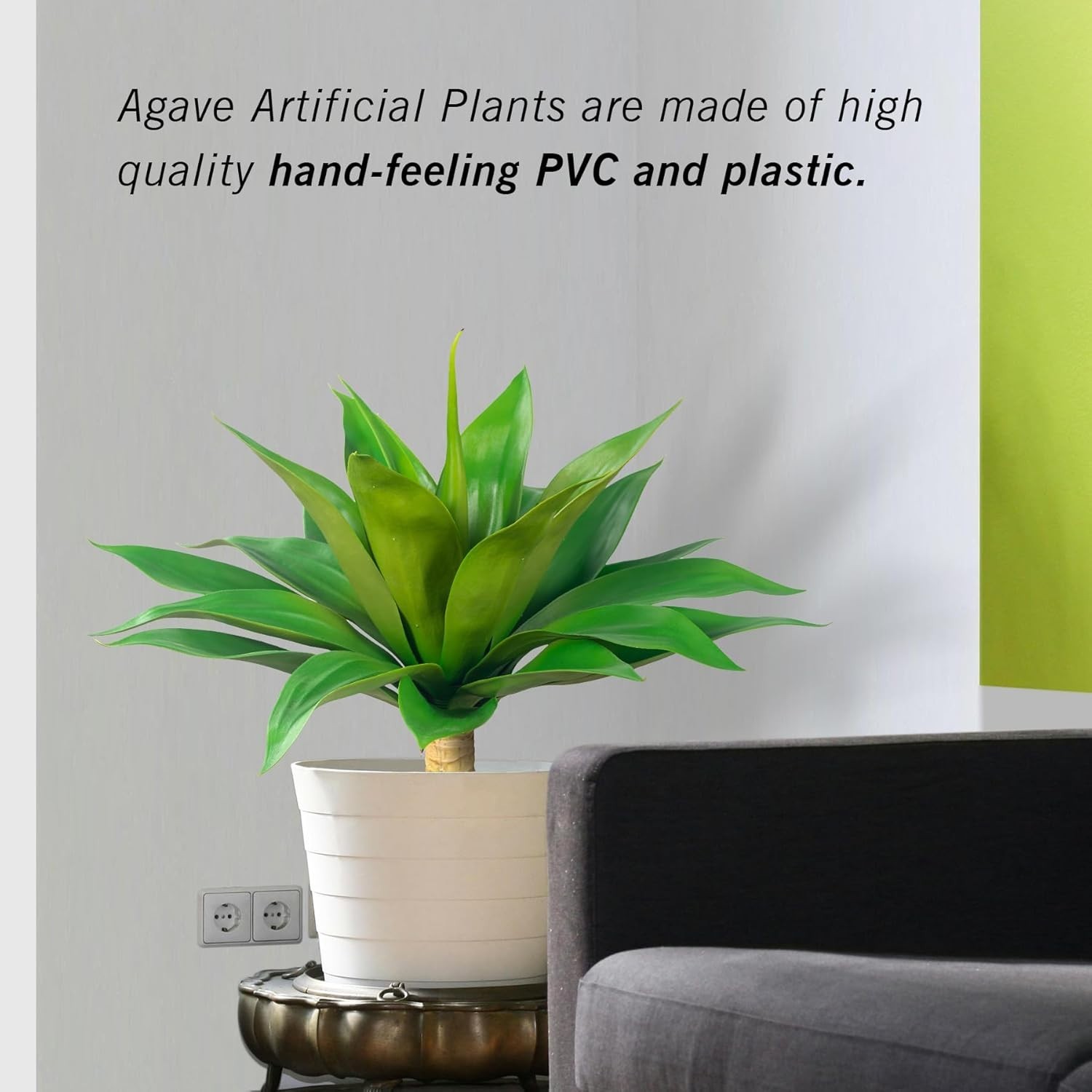 Plantas artificiales de agave,grandes macetas de agave artificiales,paquete de 2