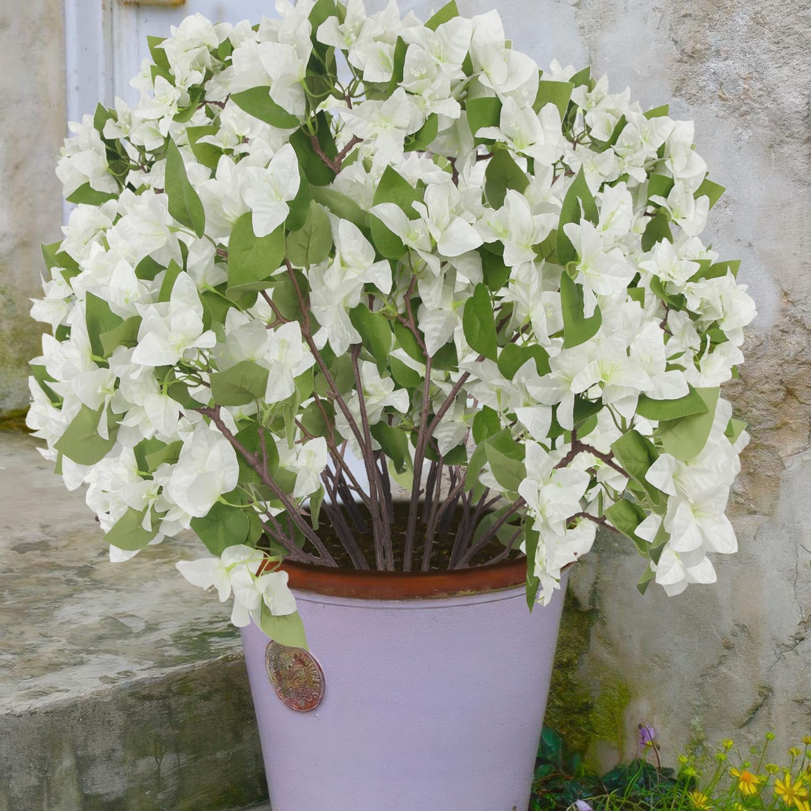 2 Pcs Artificial Flowers Bougainvillea Outdoor White Faux Bougainvillea Flowe…
