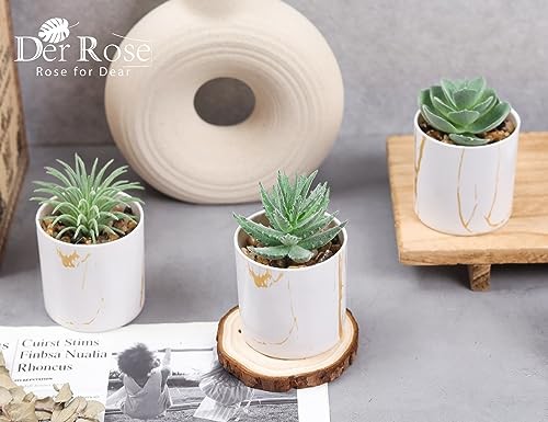 3 Pack Small Fake Plants Succulents Plants Artificial in Pots for Home Green