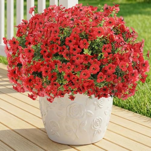 Artificial Flowers Fake Plants for Outdoors Artificial Flowers(13 Pcs) Red