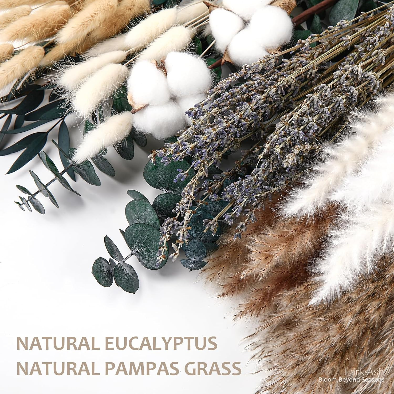 Natural Dried Flower Bouquet – Pampas Grass, Cotton Stems, Bunny Tails Grass, Eu