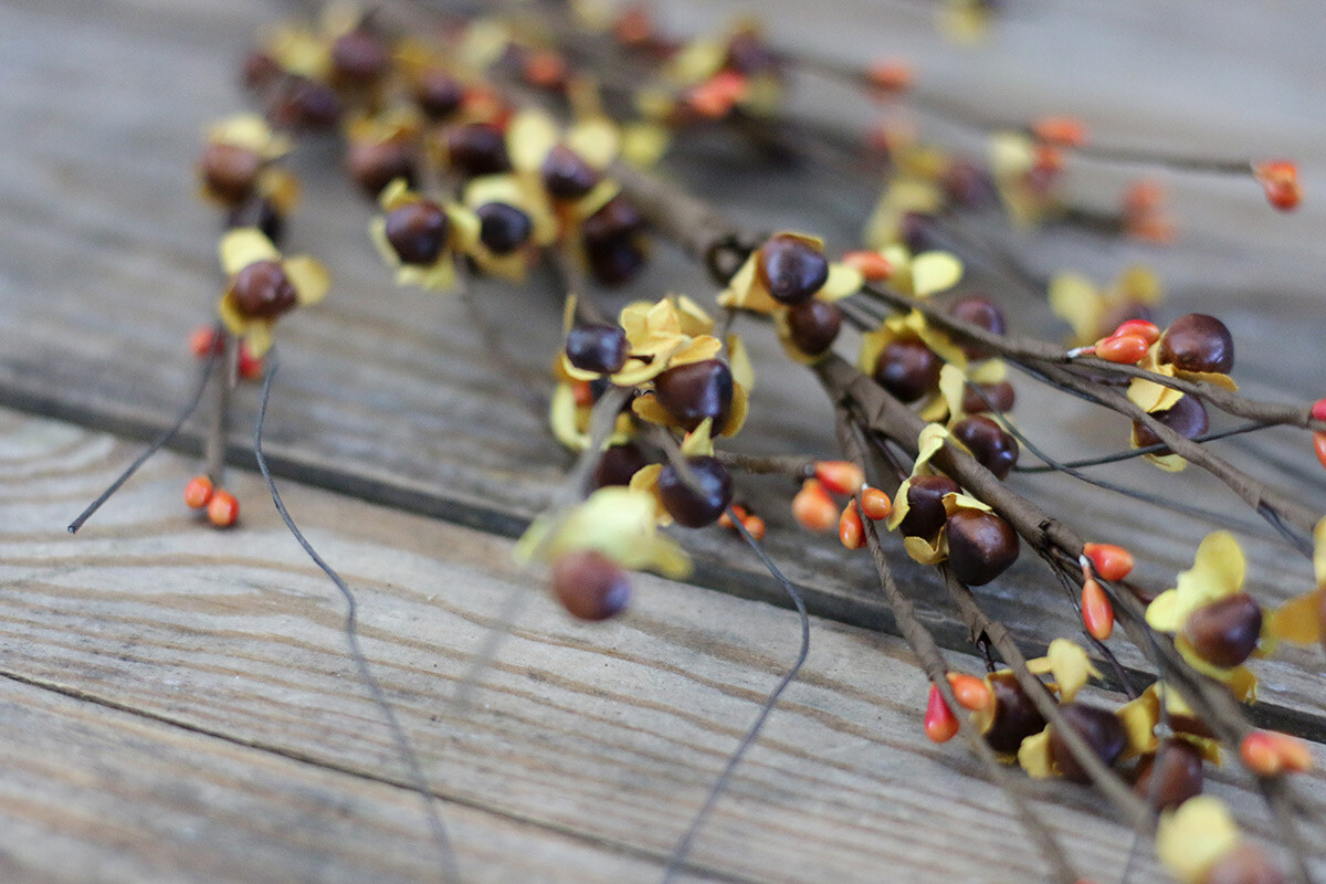 Artificial Floral Pick Bittersweet & Orange Pip Berry Spray Fall Decor 29 in